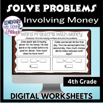 Preview of Digital 4th Grade Solve Word Problems Involving Money