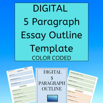 Preview of Digital 5 Paragraph Essay Outline Template | Color Coded | DISTANCE LEARNING
