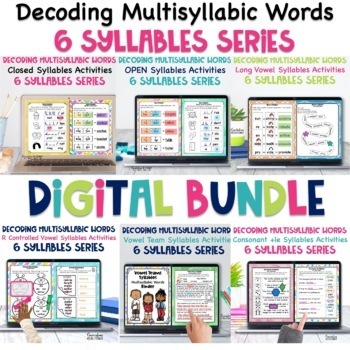 Preview of Digital Resources 6 Syllable Types Multisyllabic Word Decoding Activities Bundle