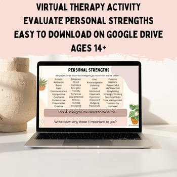 Preview of Digital AND Printable Personal Strengths Counseling/Therapy Activity 14+