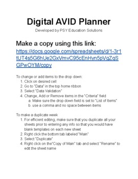 Preview of Digital AVID Planner