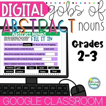Preview of Digital Abstract Nouns Gobs of Grammar Google Classroom Distance Learning