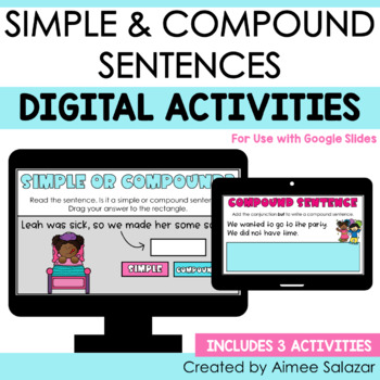 Preview of Digital Activities for Simple & Compound Sentences (Google Slides)