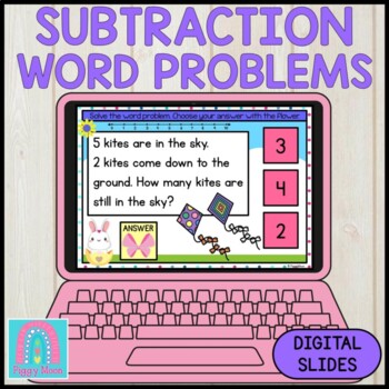 Preview of Digital Activity : Digital Game : MATH : Easter Spring Subtraction Word Problems