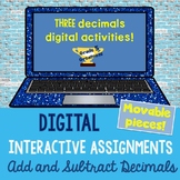 Digital Add and Subtract Decimals Math Activities Distance