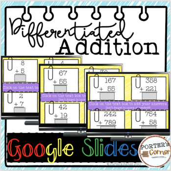 Preview of Digital Addition Activities (Google Slides) Differentiated