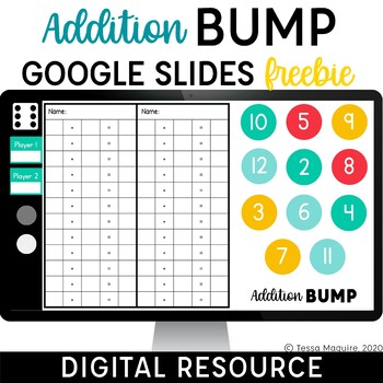 Preview of Digital Addition Bump Freebie | Dice Games | Distance Learning | Addition Game