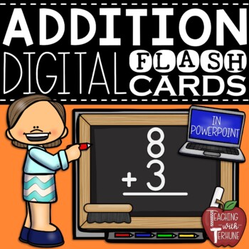 Preview of Digital Addition Flash Cards in PowerPoint {Answers Included}