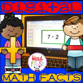 Preview of Digital Addition and Subtraction Flashcards for Google Slides Math Fact Fluency