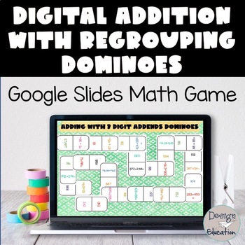 Preview of Digital Addition with Regrouping Dominoes l Distance Learning