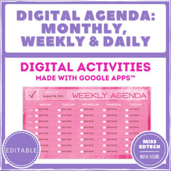 Preview of Digital Agenda: Monthly, Weekly, Daily, Hourly - Slides - Distance Learning