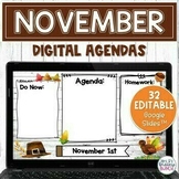 Digital Agenda Templates - November | Editable Google Slides