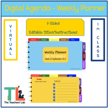 Preview of Digital Agenda/Weekly Planner | Distance Learning