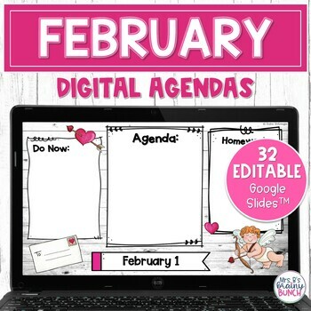 Preview of Digital Agendas for February | Google Slides Templates | Daily Agenda Slides
