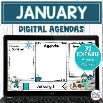 Preview of Digital Agendas for January | Google Slides Templates | Daily Agenda Slides