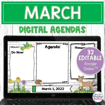 Preview of Digital Agendas for March | Google Slides Templates | Daily Agenda Slides