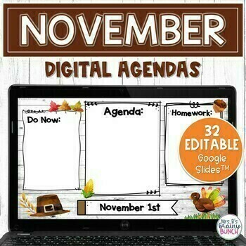 Preview of Digital Agendas for November | Google Slides Templates | Daily Agenda Slides