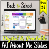 Digital Back to School Activities - All About Me