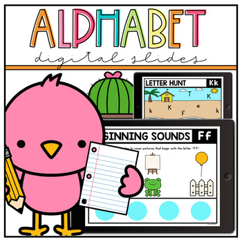 Preview of Digital Alphabet Activities Google Slides | Letter Work Kindergarten 