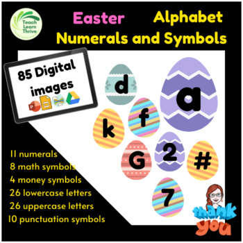 Preview of Digital Alphabet Letters Numbers Symbols Images Easter Egg Theme