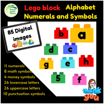 Preview of Digital Alphabet Letters Numbers Symbols Images Lego theme