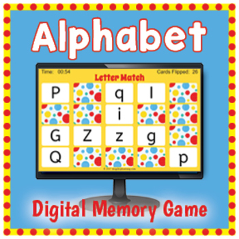 Preview of Digital Alphabet Memory Game - Upper and Lower Case Matching