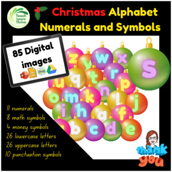 Preview of Digital Alphabet Number and Symbols Images Christmas themed