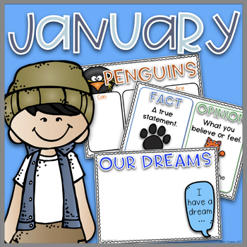 Preview of Editable Digital Anchor Charts| January |Google Slides| Distance Learning