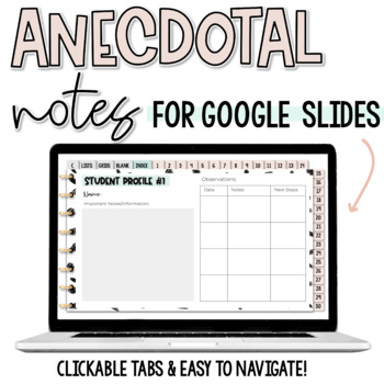 Preview of Digital Anecdotal Note & Student Observation Templates for Google Slides