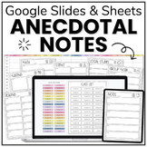 Digital Anecdotal Notes Templates in Google Slides & Googl