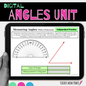 Preview of Digital Angles Unit: Measure Angles & Classify Angles Google Slides
