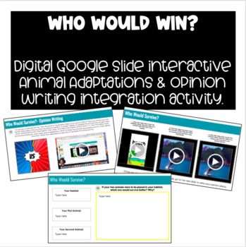 Preview of Digital Animal Adaptations "Who Would Win" Opinion Writing Google Slides