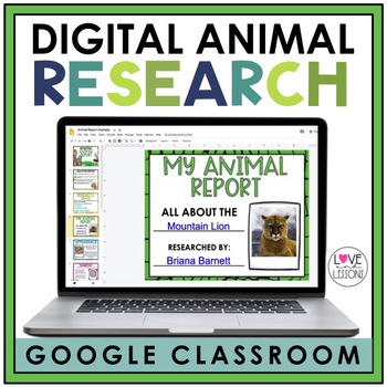 Preview of Digital Animal Research / Distance Learning / Google Classroom