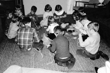 Preview of Digital Antique Image Children learning to stitch and sew