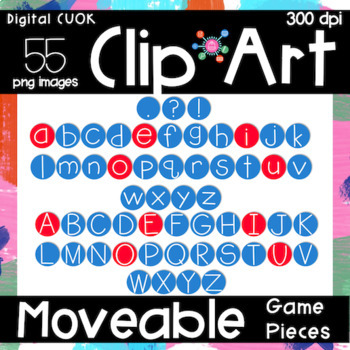 Preview of Moveable Digital Apps Game Pieces RED vowels BLUE consonants