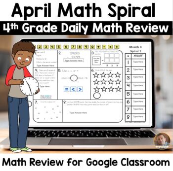 Preview of Digital April Math Spiral Review for Google Classroom: Daily Math 4th Grade