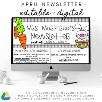 Preview of Digital April Newsletter - Editable with Google Slides