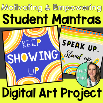Preview of Digital Art Lesson - Motivating and Empowering Mantras - Mental Health - SEL