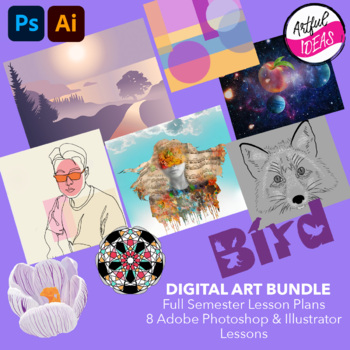 Preview of Digital Art Lessons Bundle: Learn Adobe Photoshop and Illustrator
