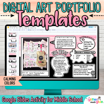 Preview of Digital Art Portfolio Template: Middle & High School Art Activity, Google Slides