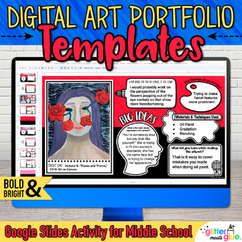 Preview of Digital Art Portfolio Template: Middle School Art Critique Activity on Slides