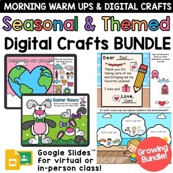 Preview of Digital Art Project GROWING BUNDLE Morning Warm Up Google Slides