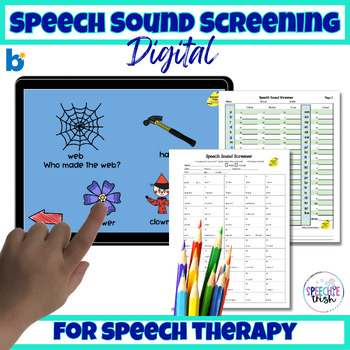Preview of Digital Articulation Speech Sound Screening    Kindergarten thru 5th Grade