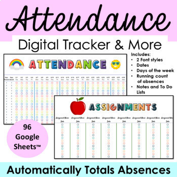 Preview of Digital Attendance w/Dates Checklists Notes Editable