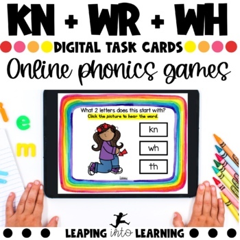 Preview of Digital BOOM Phonics Task Cards | Wr Kn and Wh Digraphs