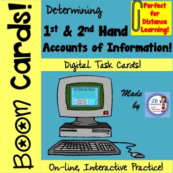 Preview of Digital BOOM Task Cards: Identifying 1st & 2nd Hand Accounts (distance Learning)