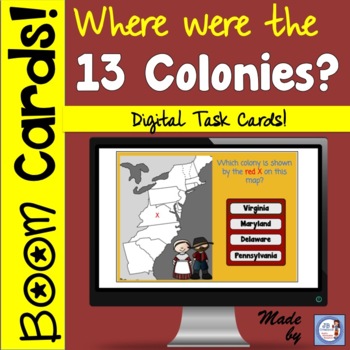 Preview of Digital BOOM Task Cards: Identifying the 13 Colonies!