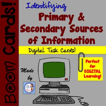 Preview of Digital BOOM Task Cards: Primary and Secondary Sources of Information