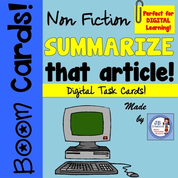 Preview of Digital BOOM Task Cards: Summarizing Non Fiction Articles