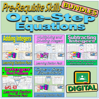 Preview of Digital BUNDLE: One-Step Equations & PreRequisite Skills - Resource Packs